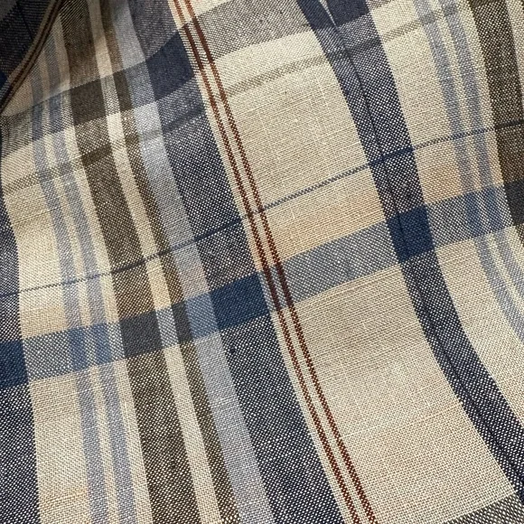 LAUREN Ralph Lauren Lassiter 100% Linen Blue, Brown and Tan Plaid Blazer, 46R - Picture 7 of 11